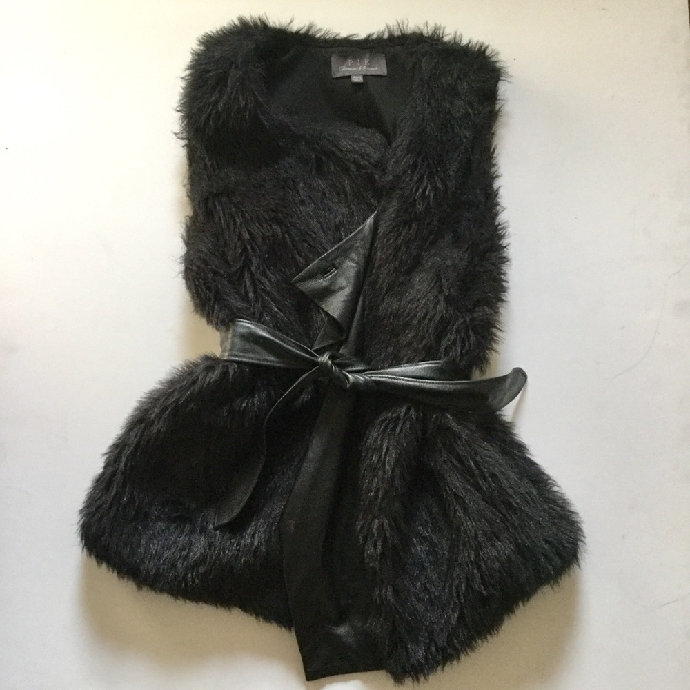 PJK Patterson J Kincaid XS S Faux Fur Vest black